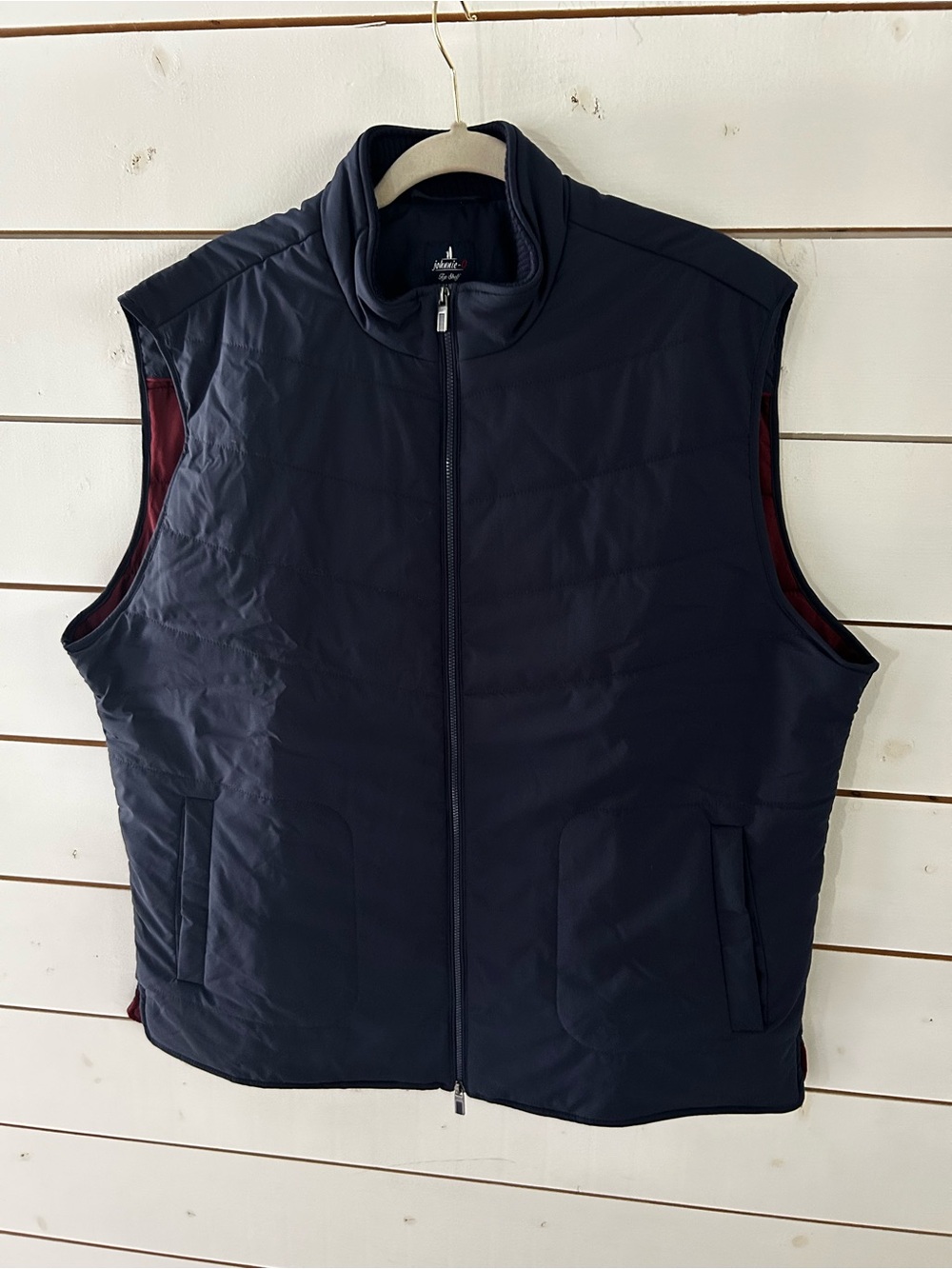 Johnnie-O Men's Fairhaven Quilted Vest Navy Blue Full Zip Lightweight Golf XL